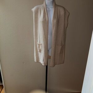 NWT $240 Tyler Boe Bisque 100% Cashmere Open Sleeveless Sweater Women’s Size S